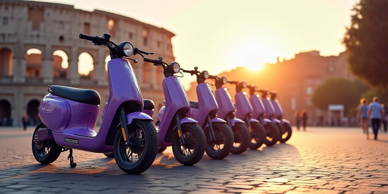 Panoramica della flotta di e-bike e monopattini elettrici a Roma